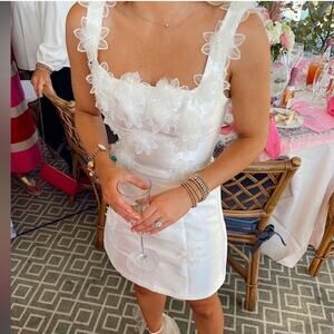 elliatt elder white embellished floral square neck mini bridal dress size small